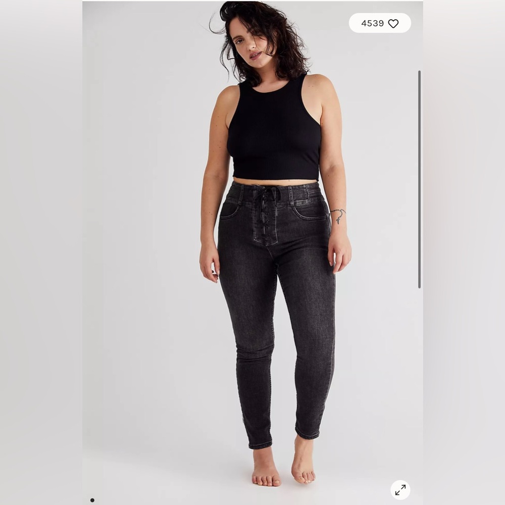 Free People CRVY High-Rise Lace-Up Skinny Jeans